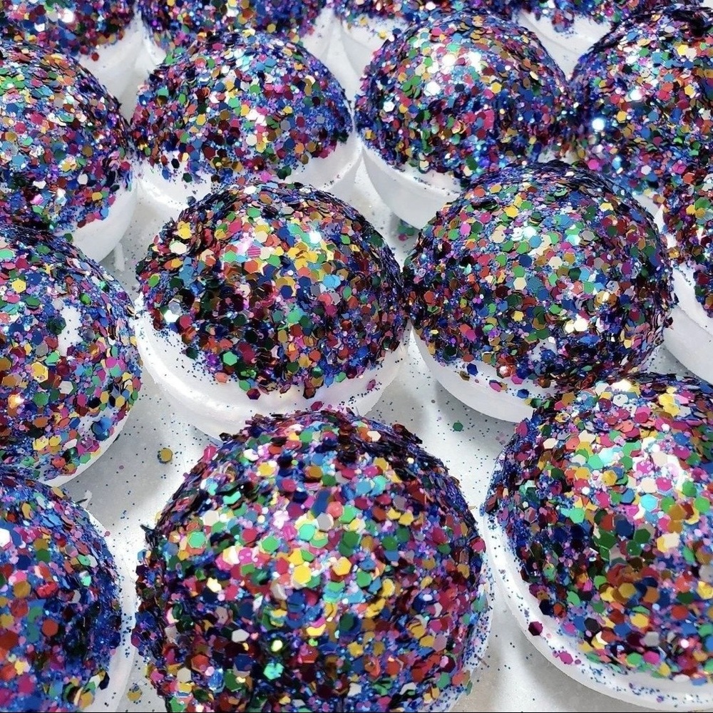SIX handmade sea salt Bath bombs with glitter